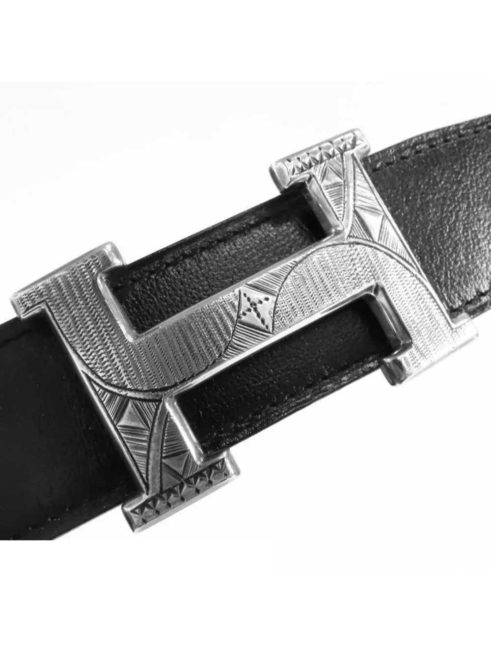 Hermes Constance Belt Black Silver Box Calf Taurillon Touareg Reversible 90